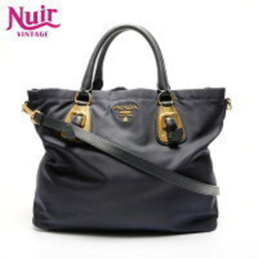 Prada Tessuto 2way tote bag buckle Black